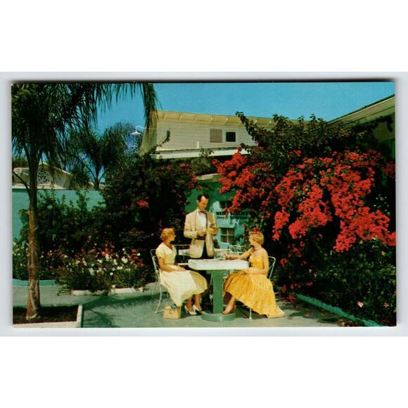 Postcard Weeki Wachee Springs Florida Garden Patio Dining Mermaids Chrome Unused - Picture 1 of 2